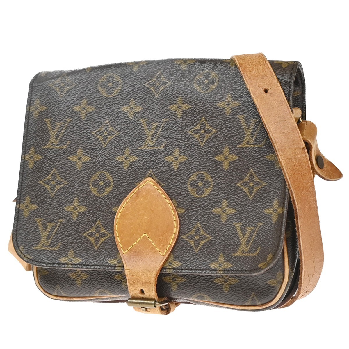 LOUIS VUITTON Cartouchiere MM Shoulder Bag Monogram Leather Brown M51253 32YH991