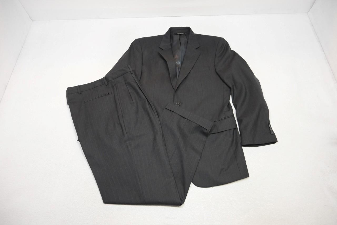 Jos A Bank 100% Wool Striped 2 Piece Suit Pants Jacket Mens Sz 34 x 31 40 R