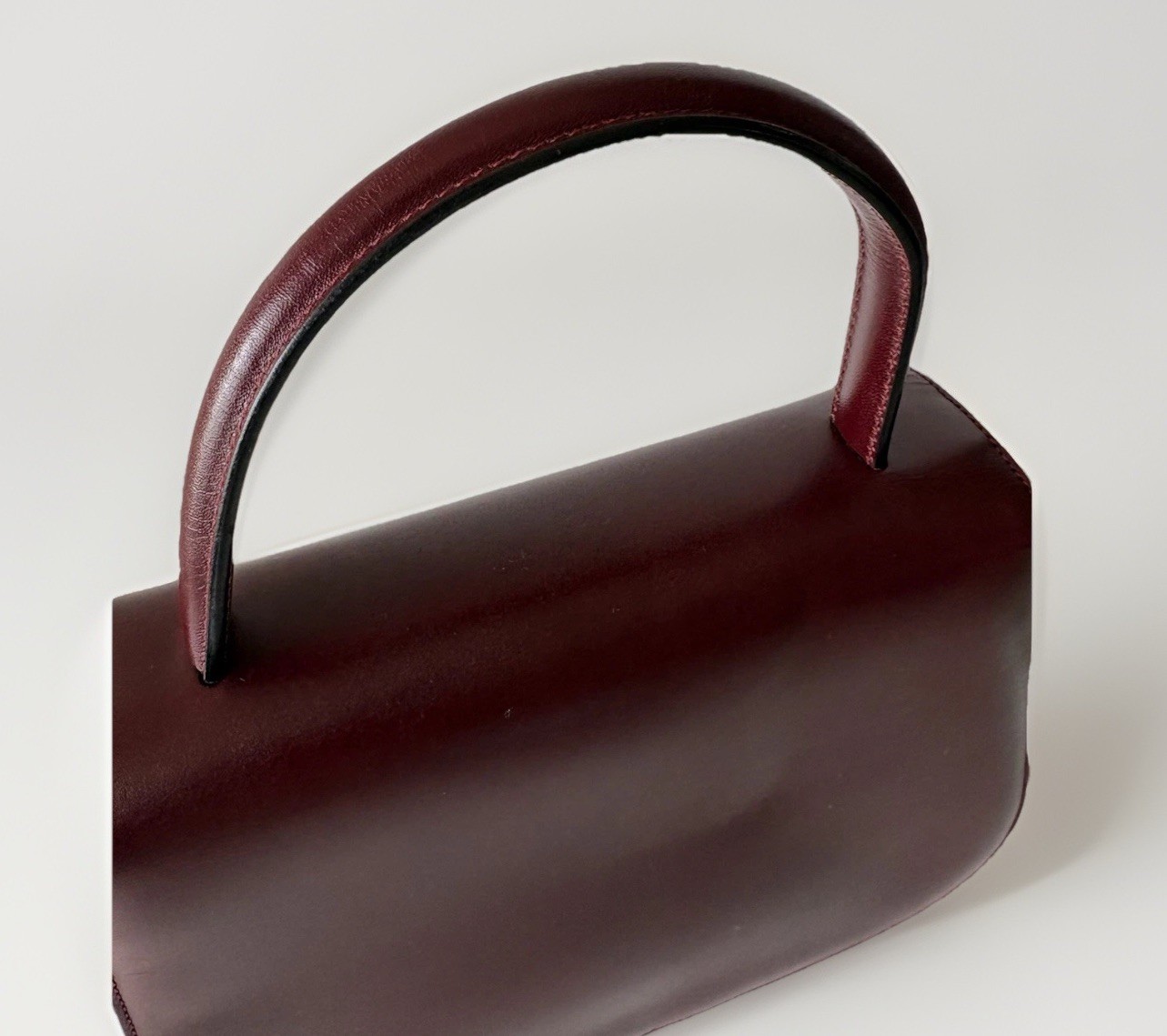 Authentic vintage AIGNER Handbag Leather Burgandy From Japan 0955