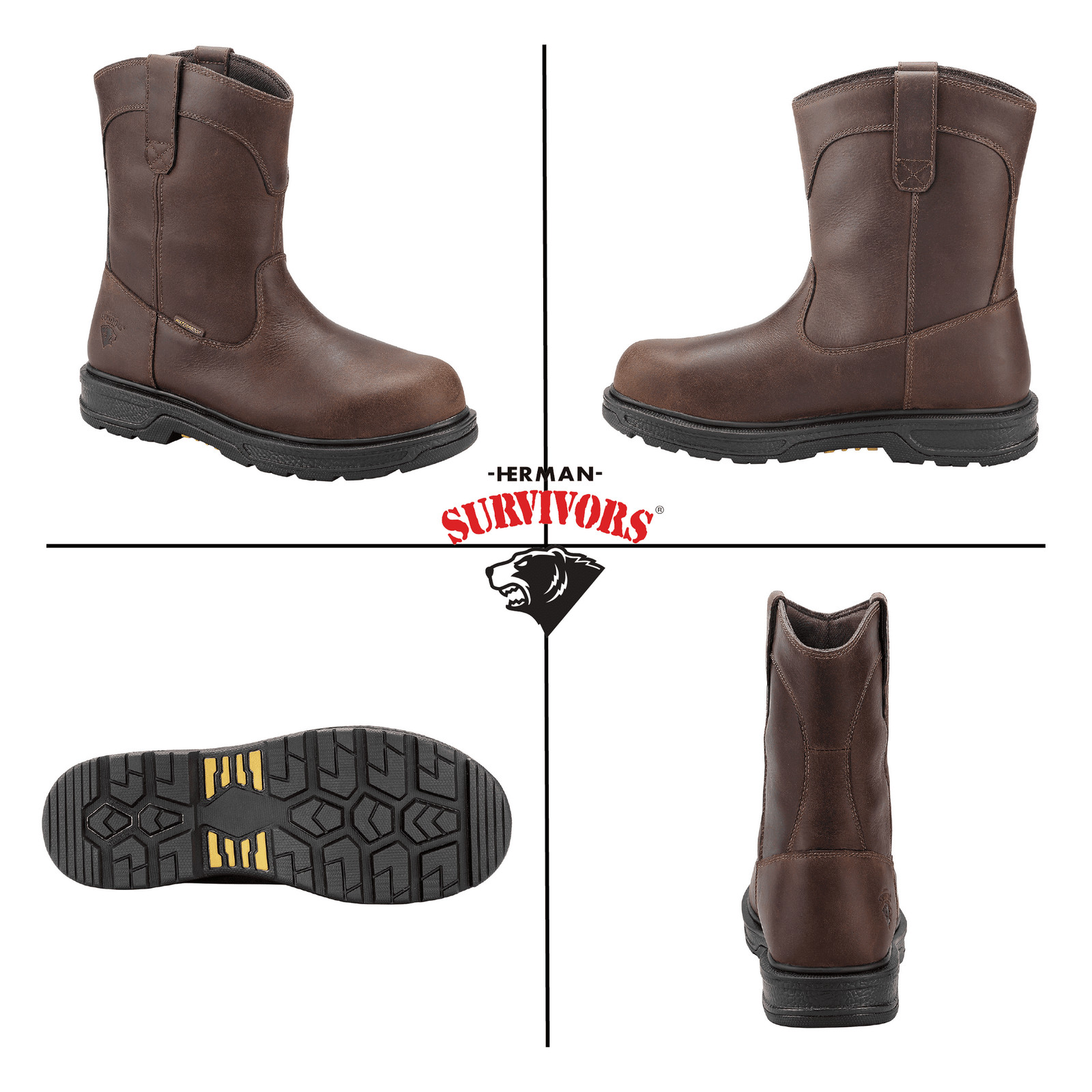 Herman Survivors Men’s Plower Waterproof Pull-On Steel Toe Work Boots: 11-13