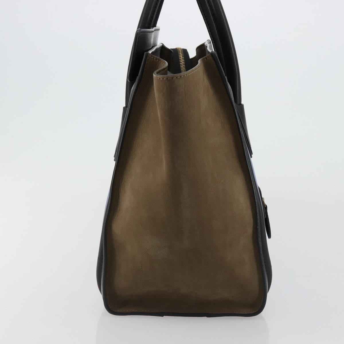 CELINE Luggage Mini Shopper Hand Bag Suede Light Blue Gold Auth ep14637A