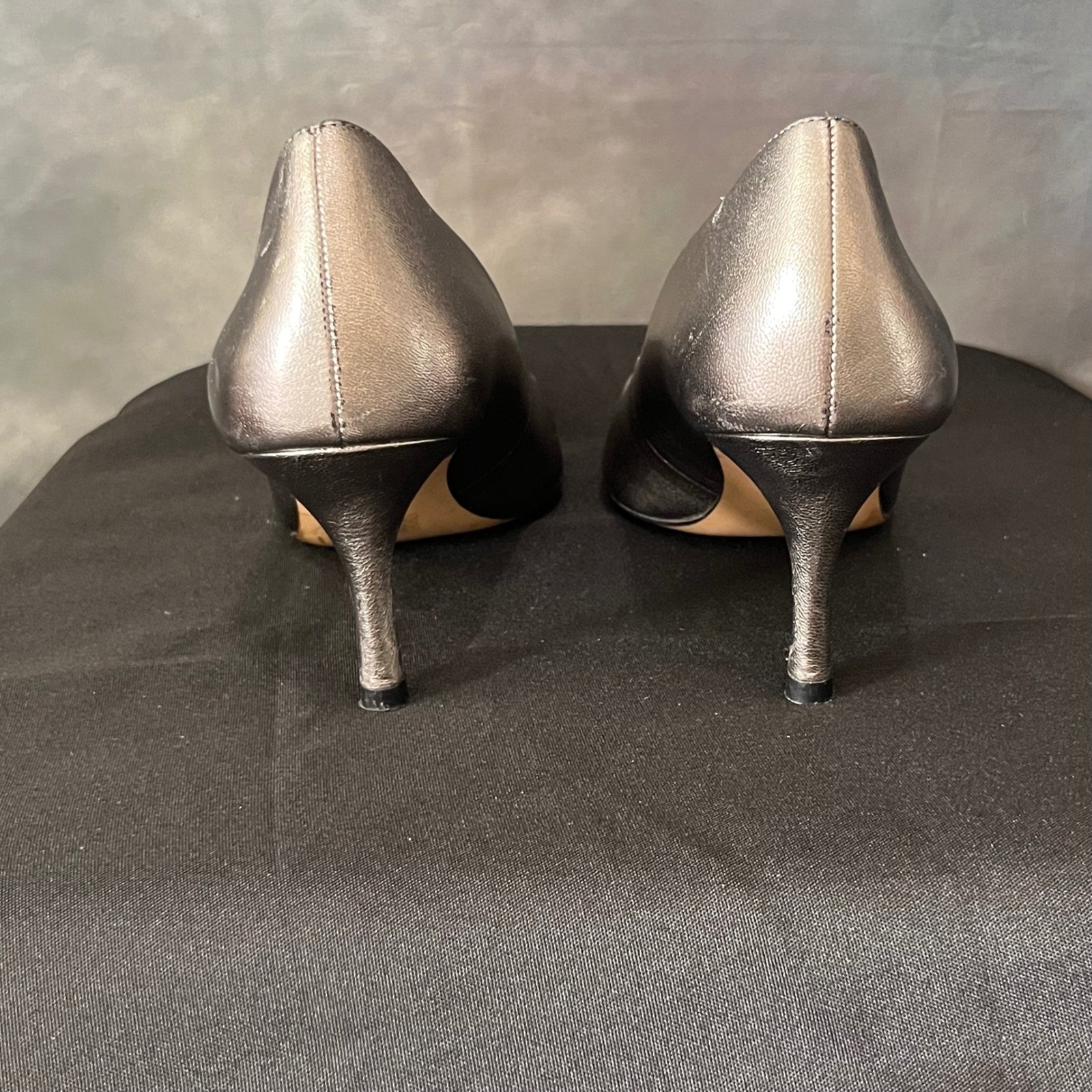 Coach Waverly Gunmetal Metallic Leather Pointed Toe Pumps G4585 Womens 8.5B