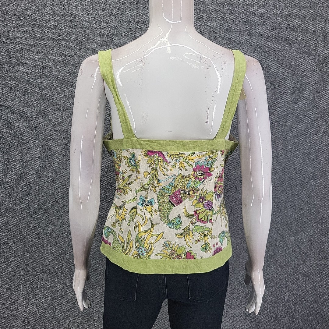 Lino Russo Womens Dressy Sleeveless Linen Cotton Top w Side Zipper Medium Size