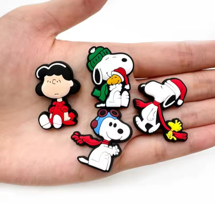 12pc SNOOPY & PEANUTS GANG Croc Shoe Charms Charlie Brown Valentines, Christmas