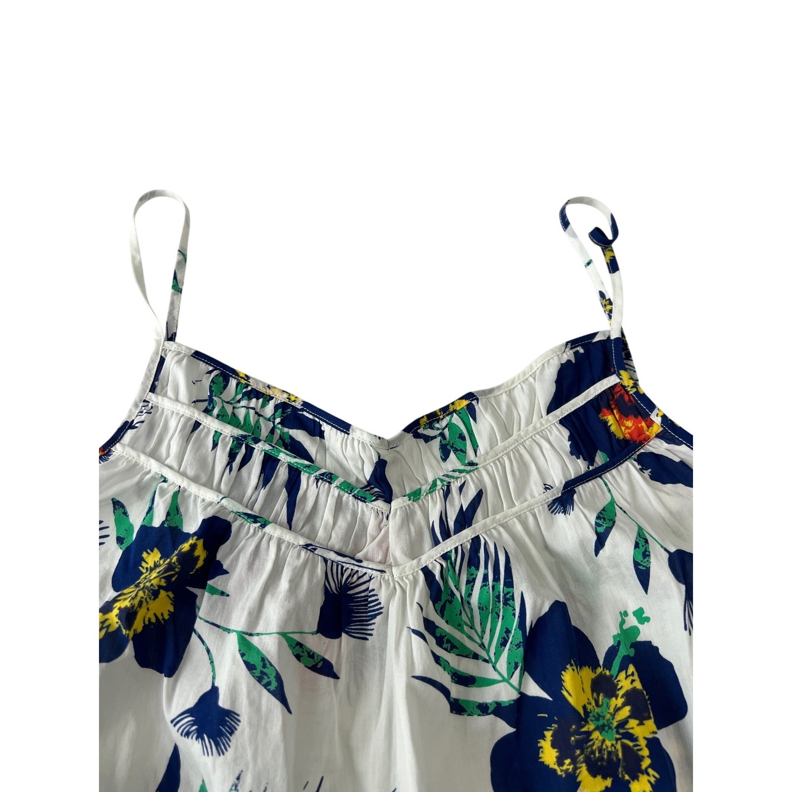 Patagonia Sedum Cami Women L White Annisa Tropical Floral Organic Cotton Tank