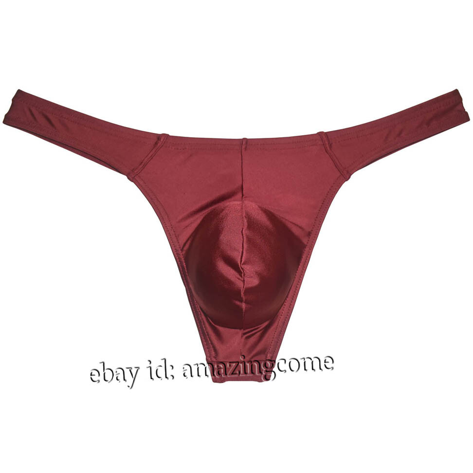 3PCS Men’s Low-rise Shine Thong Underwear Bulge Pouch Bikini G-string Underpants