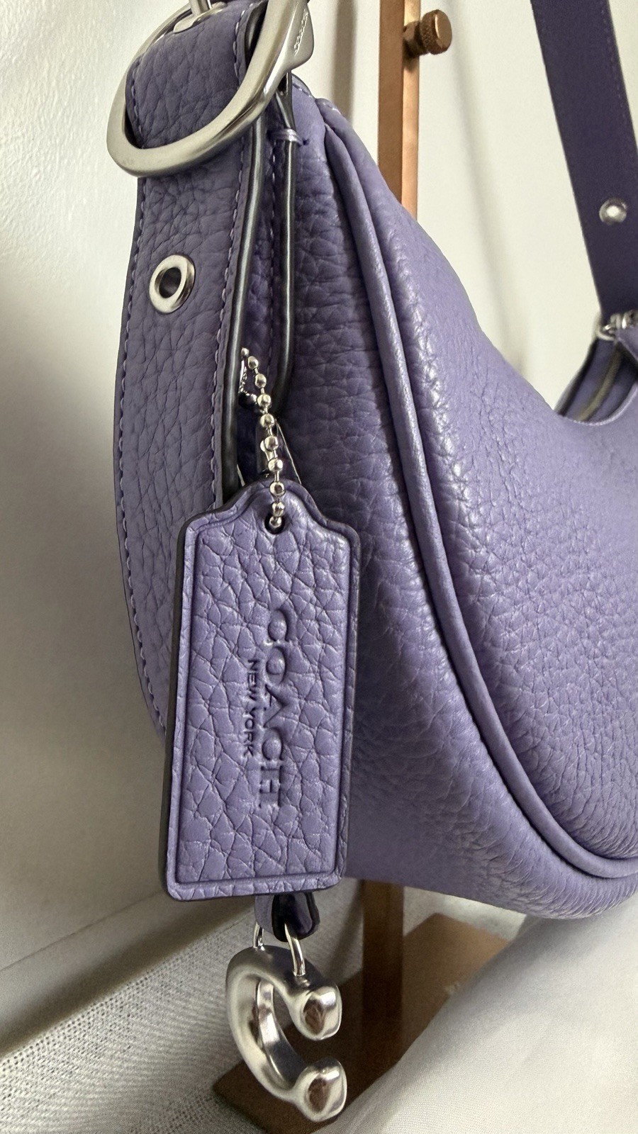 Coach CC439 LUNA Shoulder Bag In LIGHT VIOLET Plus Monogram Silk Scarf
