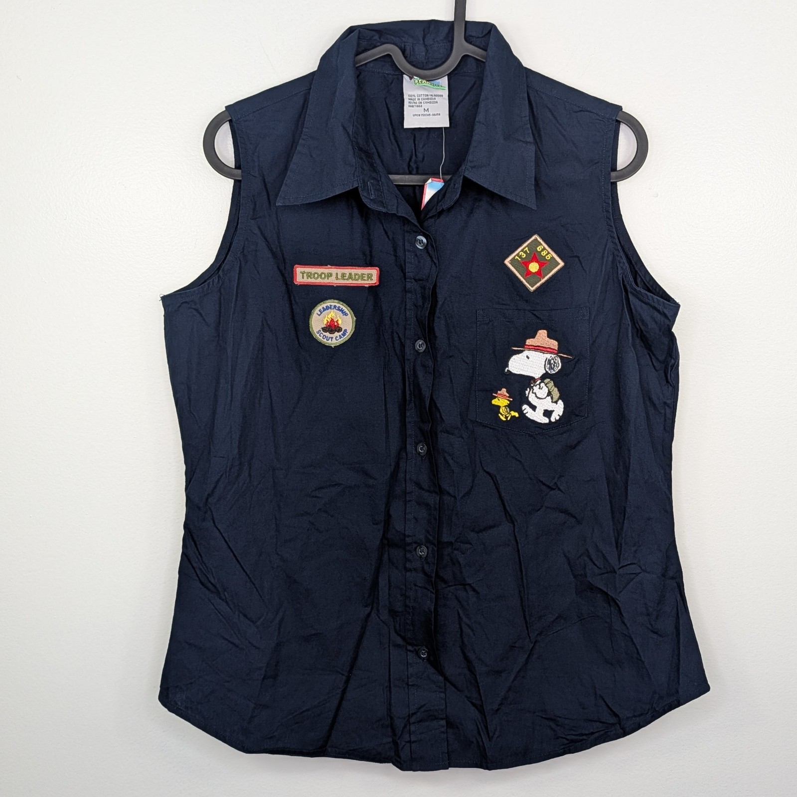 Vintage 90’s Peanuts Snoopy Scout Troop Leader Button Vest Size Medium Y2K NWT