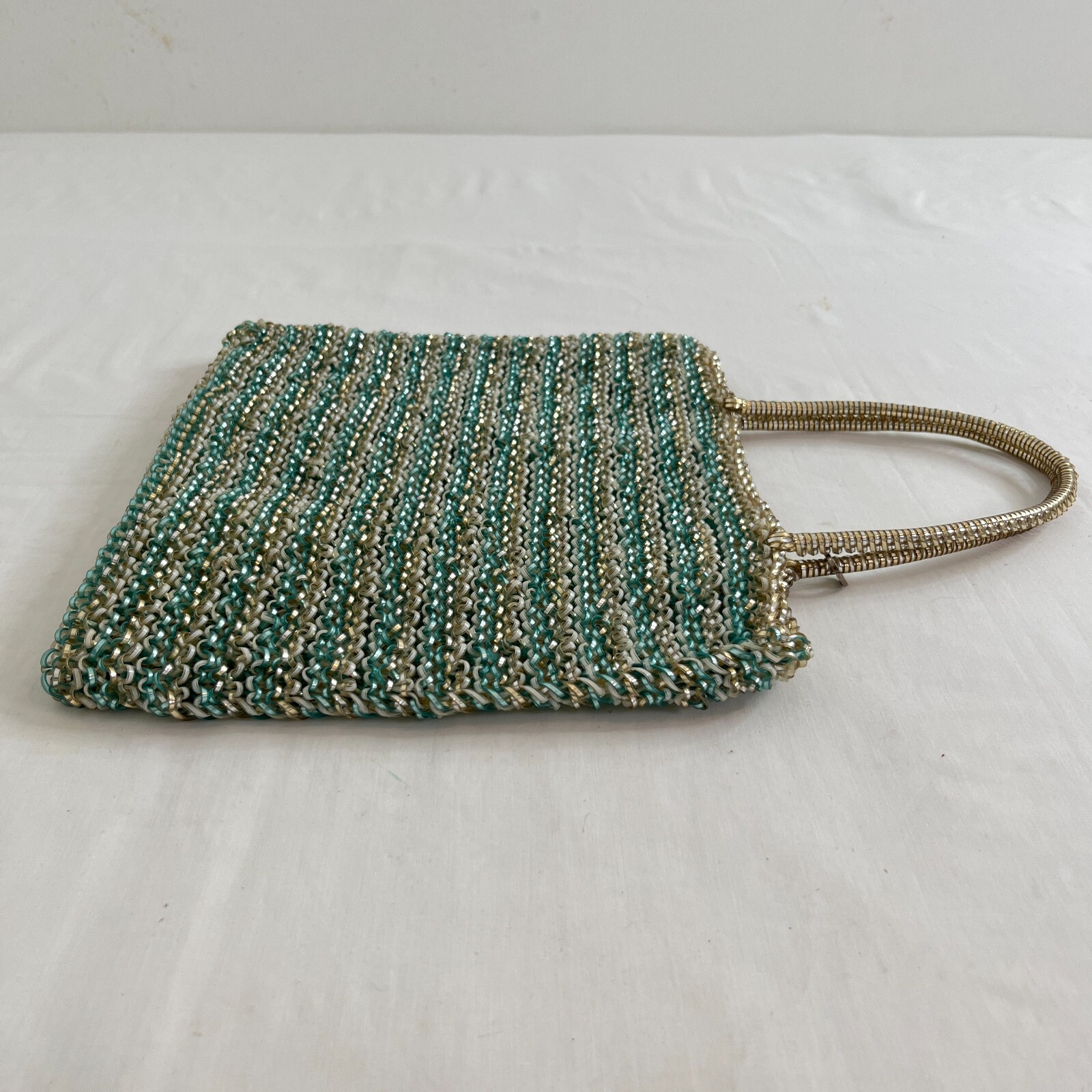 ANTEPRIMA Tote Bag Handbag Blue Gold White Mesh PVC Wire Square