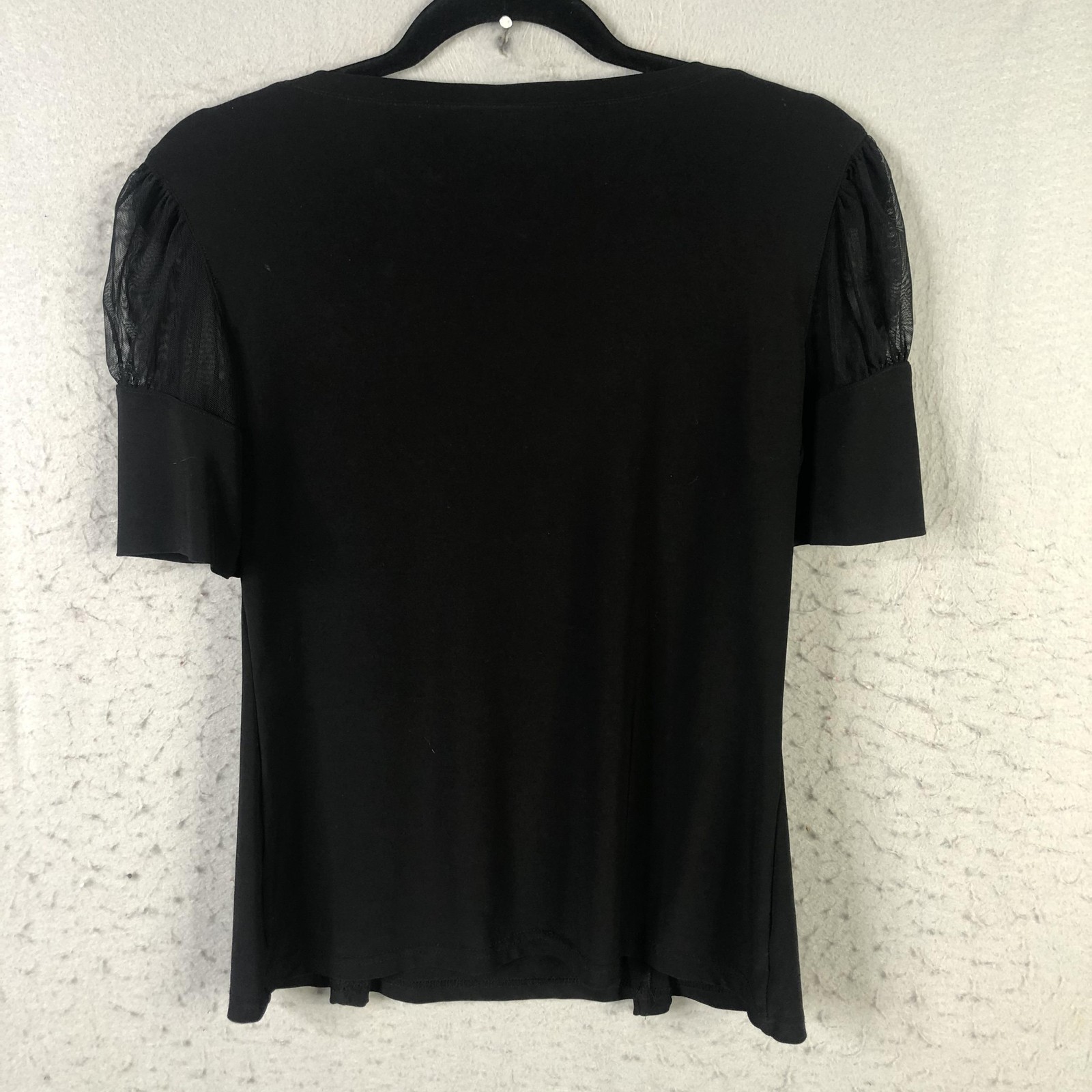 Bali Shirt Womens Medium Black Square Neck Mesh Puff Sleeve Whimsigoth Feminine