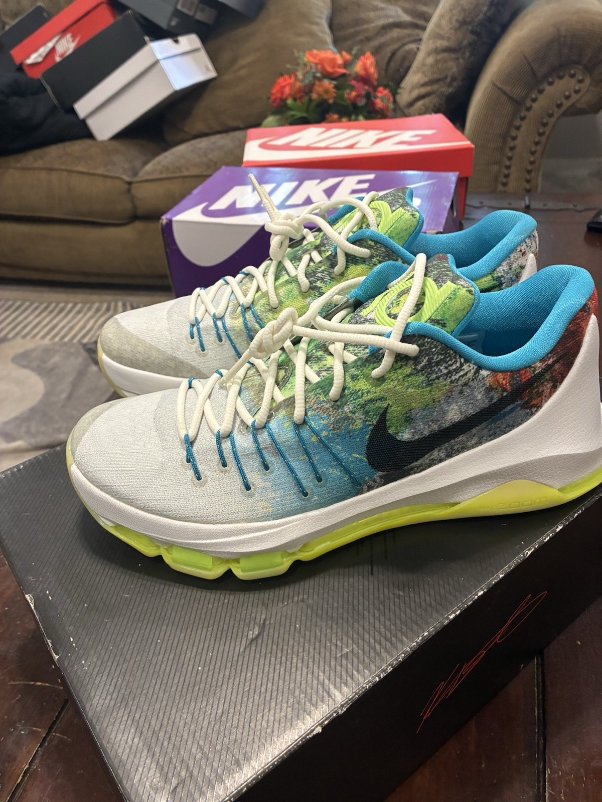Nike KD 8 N7 Kids US 9 Low Top Basketball Sneakers Multicolor 811363-123