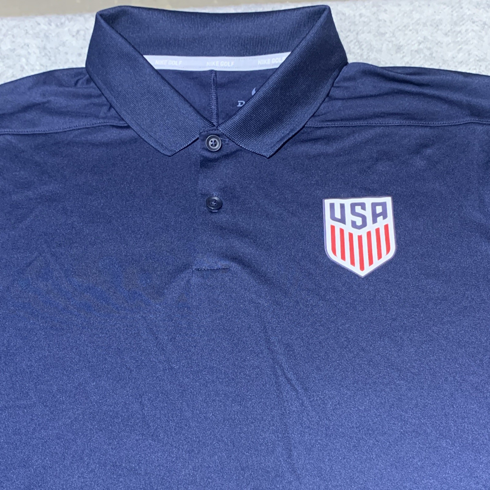 Nike Golf Dri-FIT USA Polo Shirt Men’s L Regular Blue Solid Short Sleeve