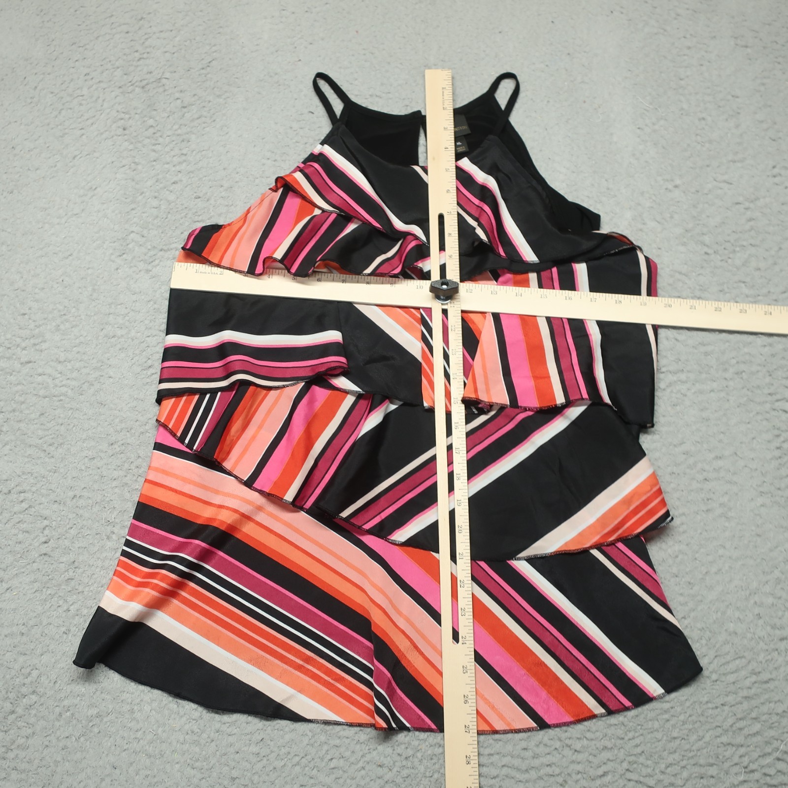 Worthington Blouse Top Womens XL Multicolor Striped Sleeveless Ruffle Tiered
