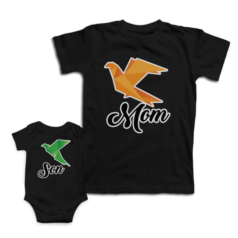 Mom Mom and Baby Matching Outfits Mom Son Crafts Bird Knit Cotton Match Clothes