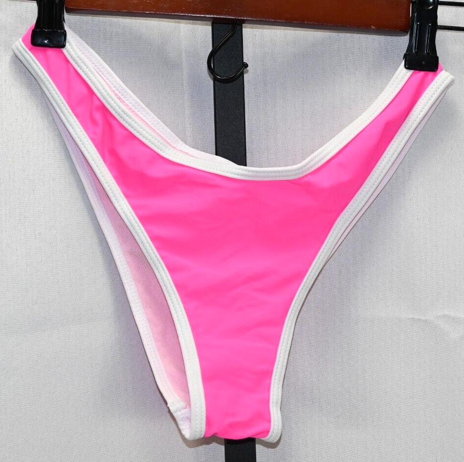 Hot Pink with White Accent Bikni Bottom NWOT Size S 82% Polyamide 12% Elasthane