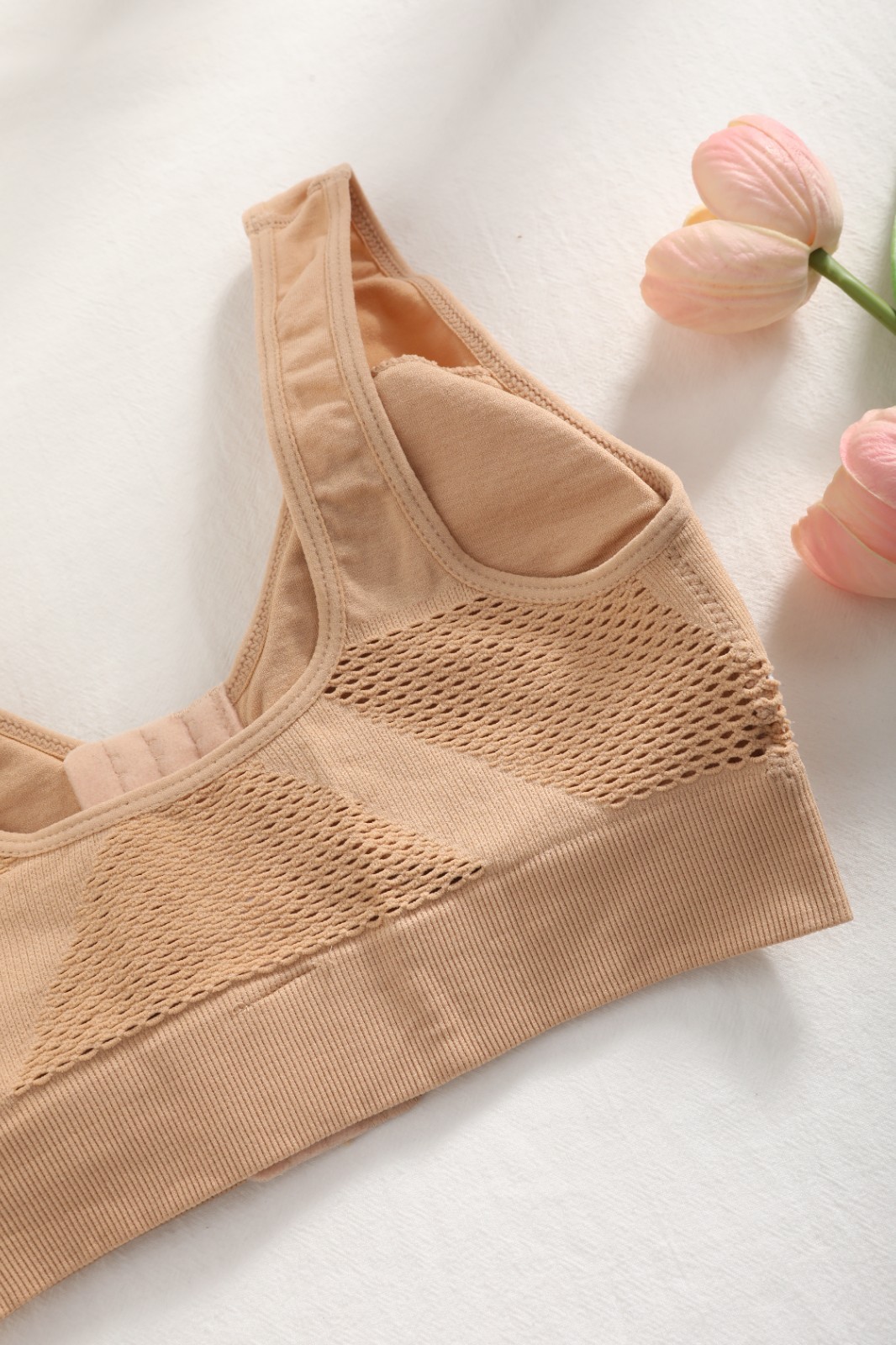 Front Closure Wireless Bra Breathable Mesh Post-Surgery Support