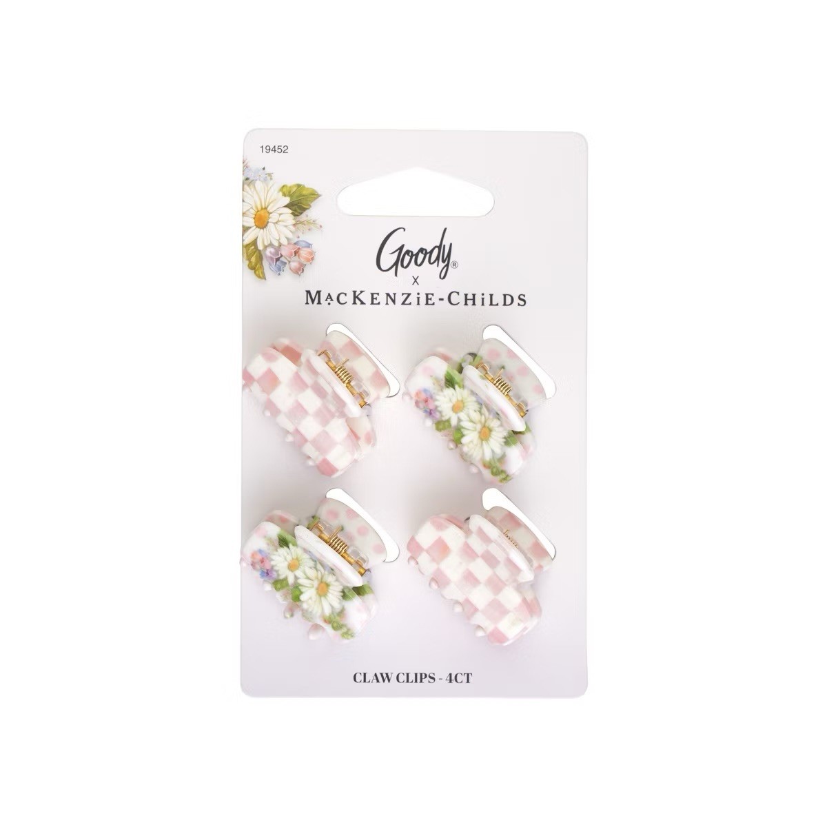 MacKenzie Childs x Goody Target 🎀 Pink Rosy Check Mini Hair Claw Clips Set New