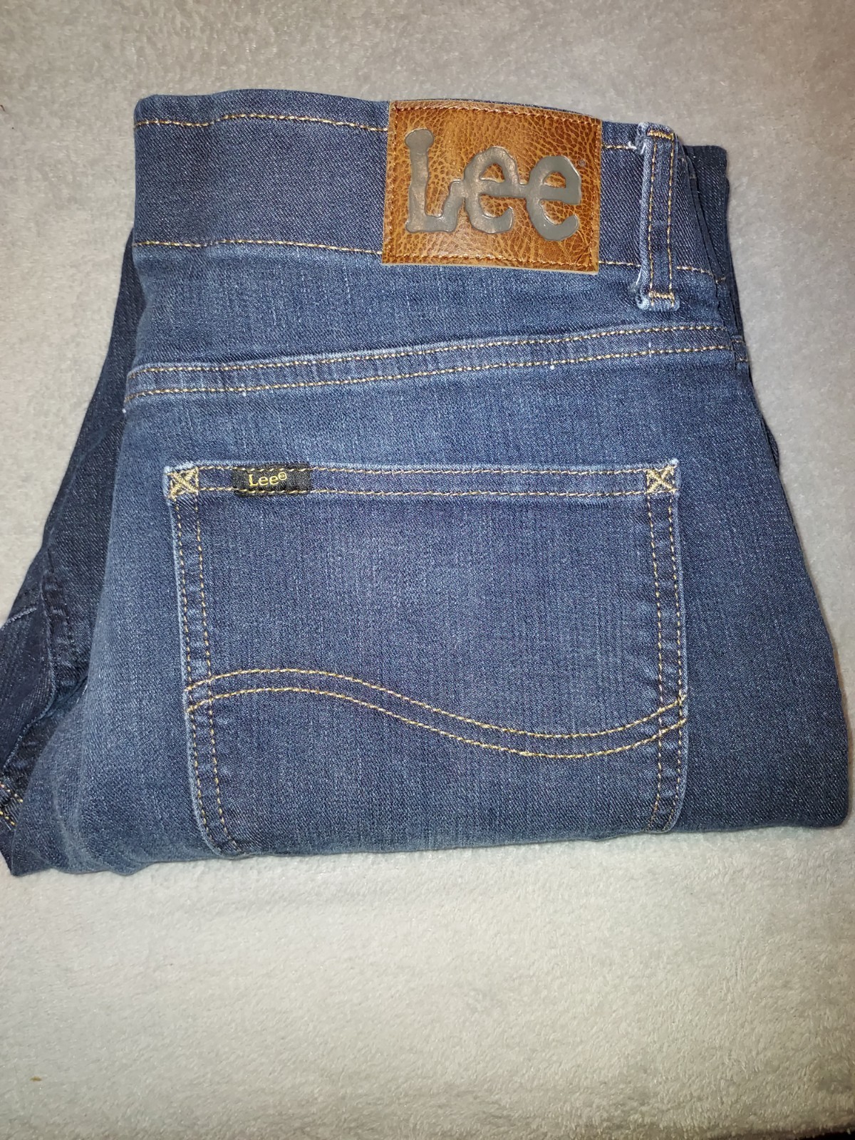 LEE Mens Extreme Motion Athletic Fit Dark Blue Denim Jeans Size 32 X 32