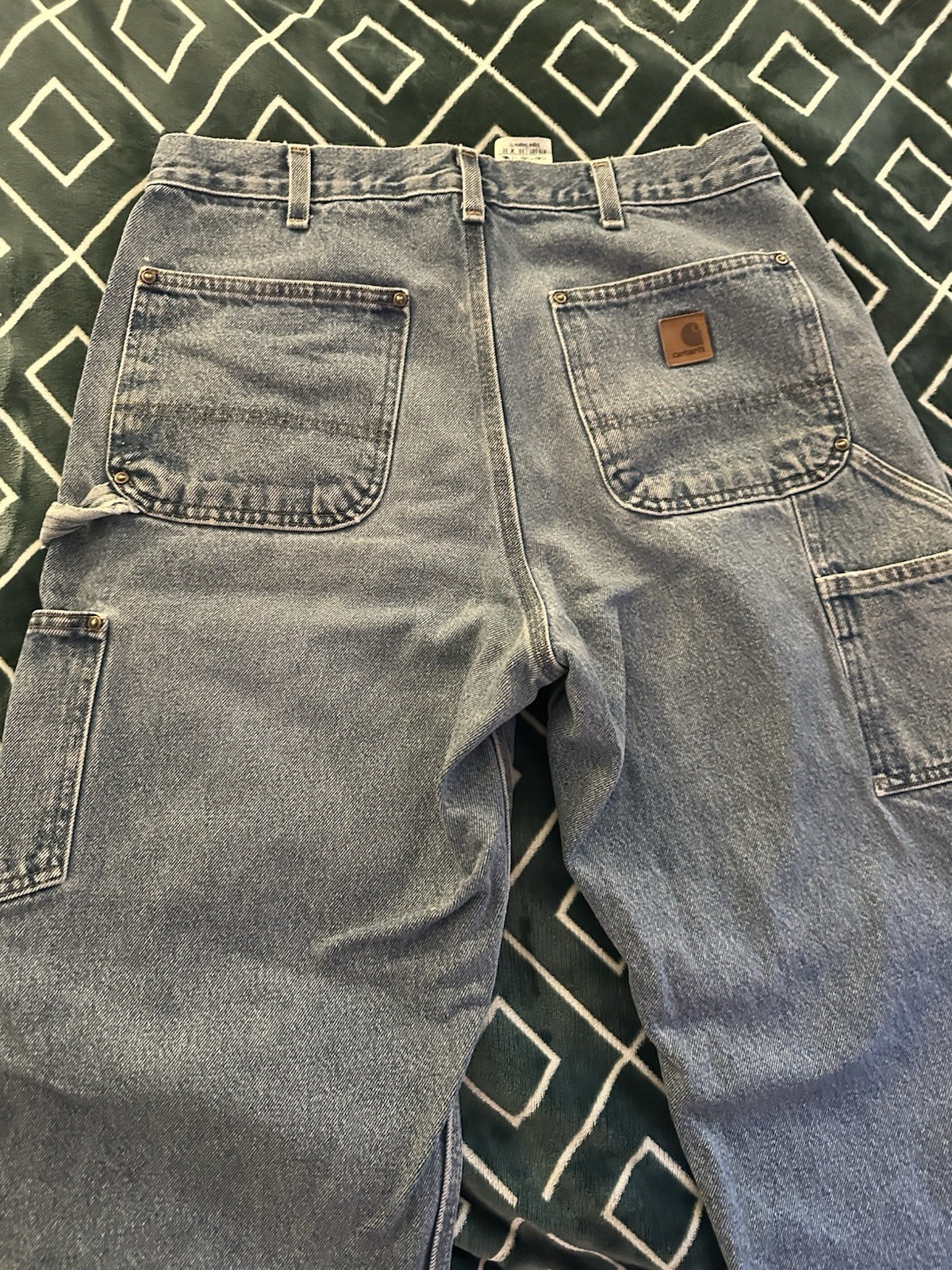 VTG Carhartt Double Front Knee Denim Carpenter Jean Dungaree Size 33×30