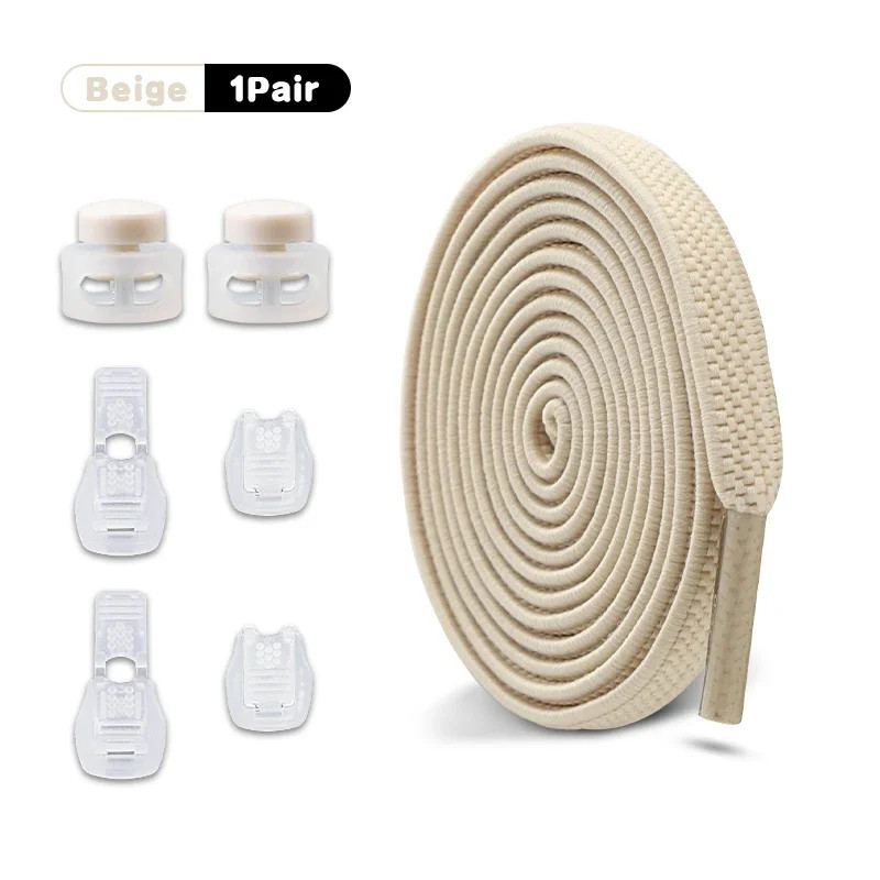 1Pair/2Pair NEW Elastic Shoe Laces Flat Shoelaces Without Ties Kids Round Snap L