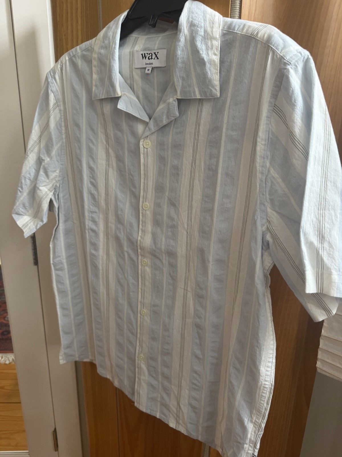 New Wax London Didcot Stripe Cotton Seersucker Shirt Sz M $175 MSRP