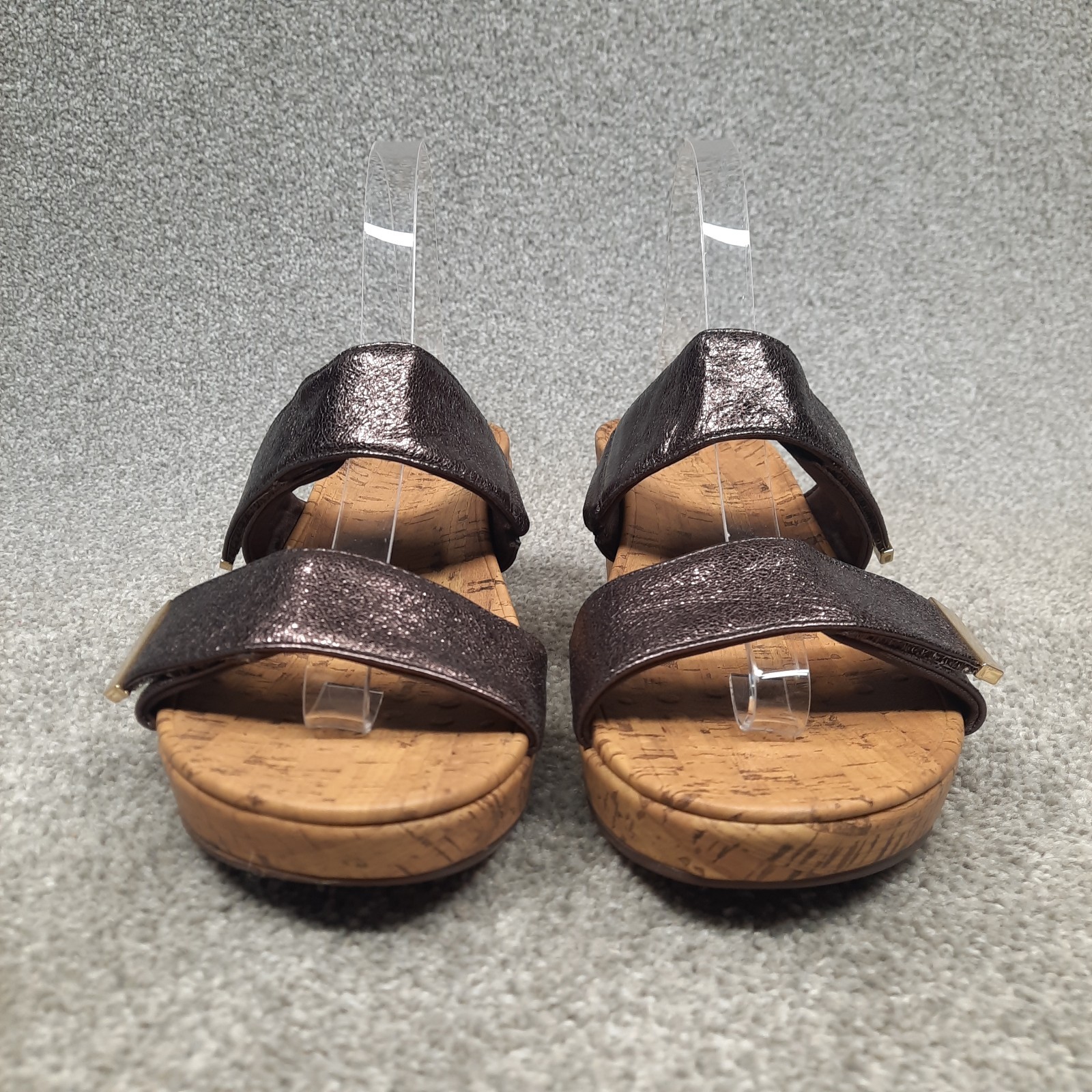 Vionic Pepper Sandals Women Size 9 Wide Brown Wedge Metallic Platform Comfort