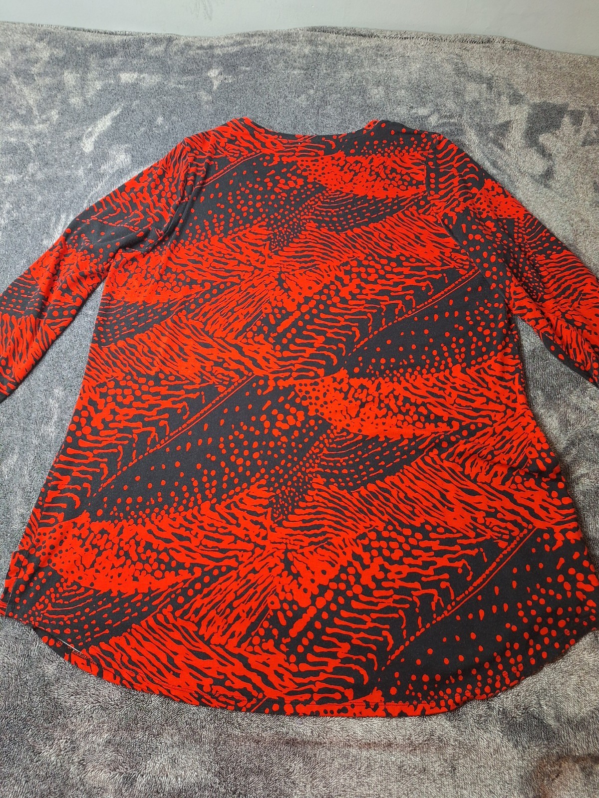 Grayson Slinky Jersey Knit Tunic Blouse Womens 1X Red Black Animal Print…