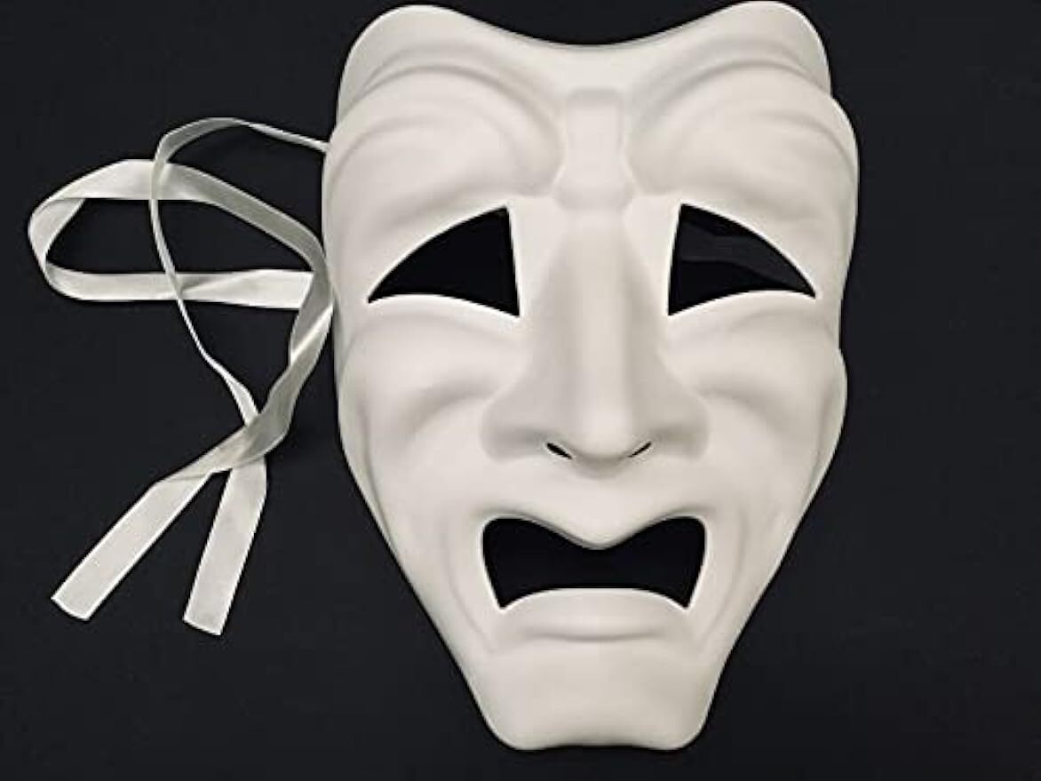 Blank DIY Masquerade Comedy Tragedy Mask Unisex Adult Performance Play Halloween