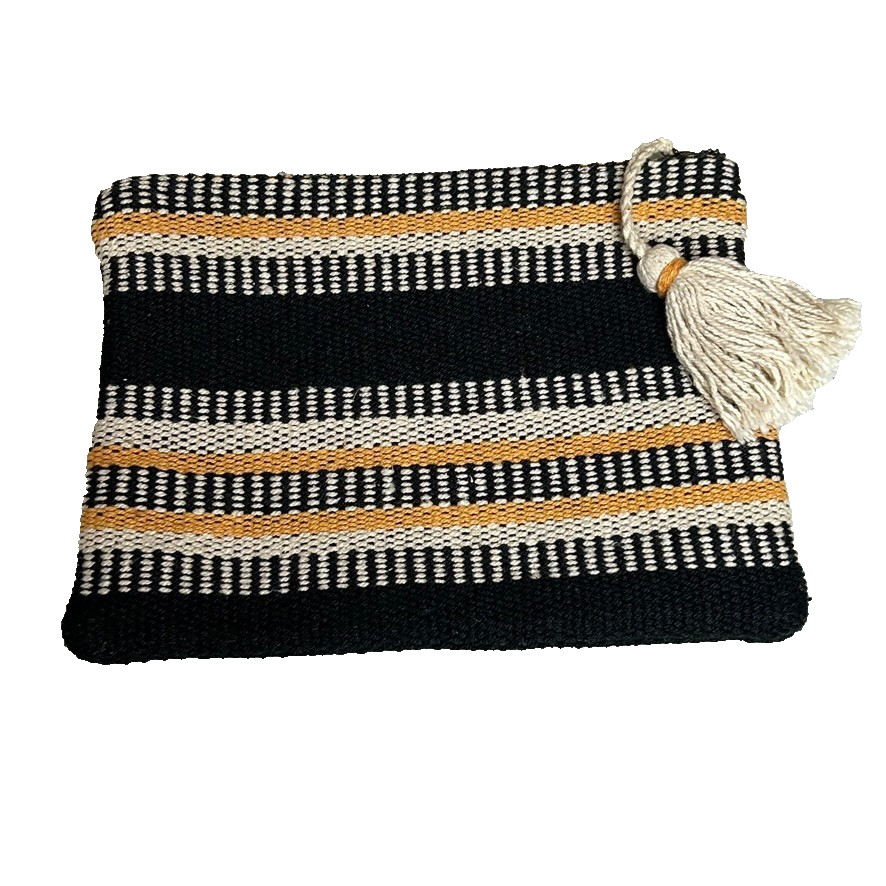 Universal Thread Woven Clutch Cosmetic Bag 9 X 7 Multicolor Zip Top Tassel Lined