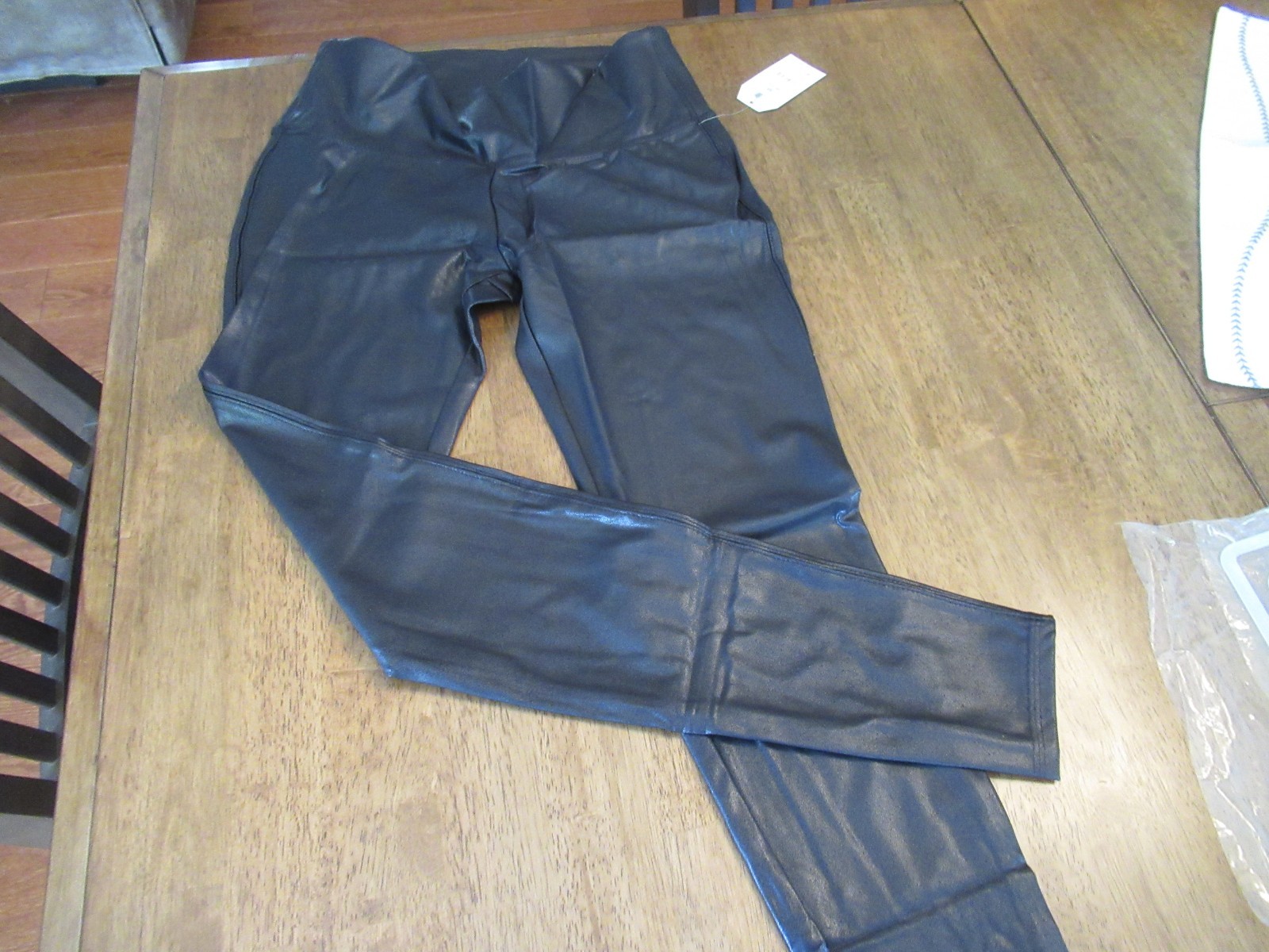 2 Pair! Faux Leather Leggings High Rise Skinny Size L (12-14) New! Free USA Ship
