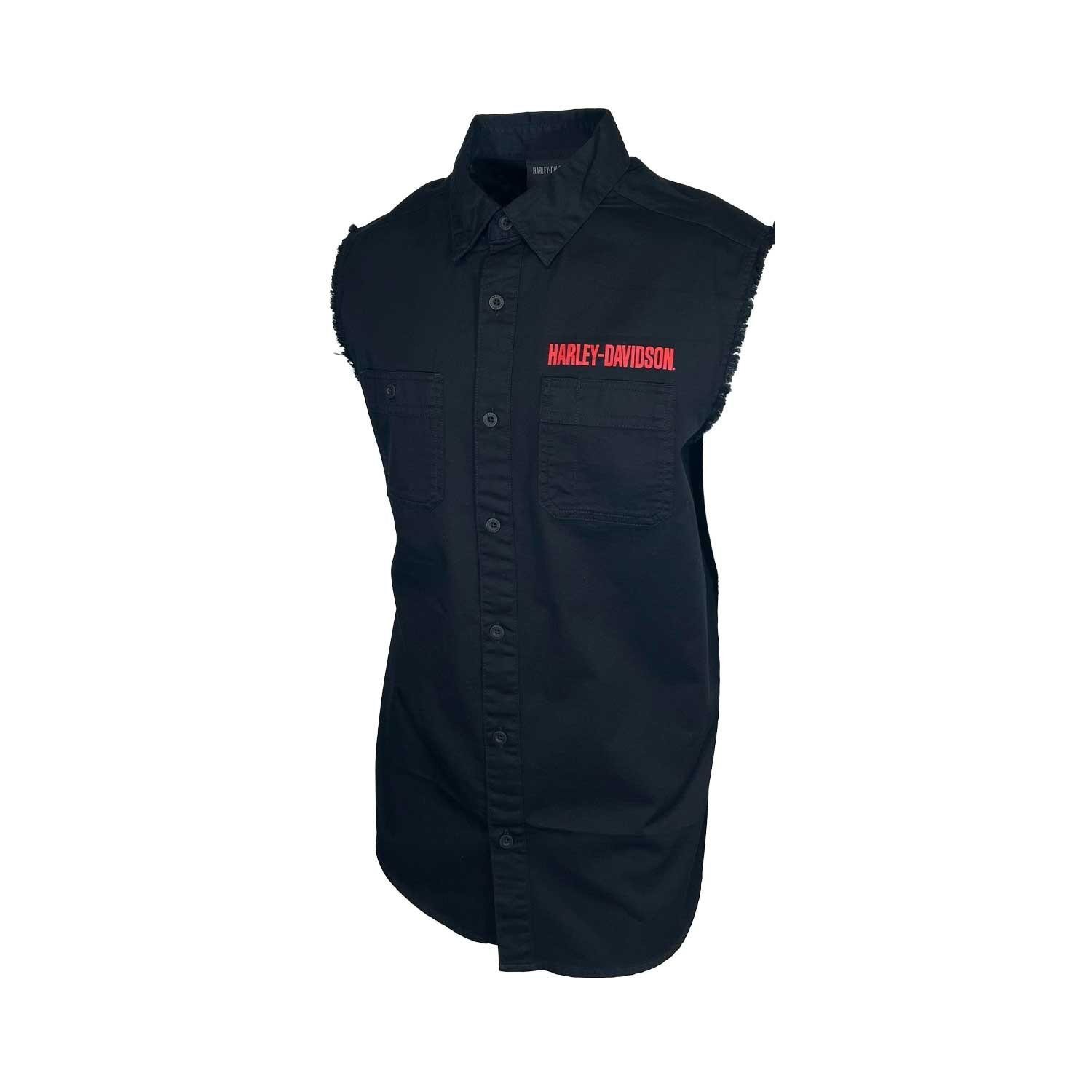 Harley-Davidson Men’s Black Vest Logo Patch Sleeveless Shirt (S67)