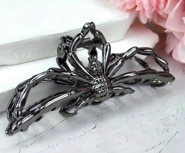 Black Metal Spider Large Hair Clip Thick Long Hair New Free Ship 4.3×1.7″ 865