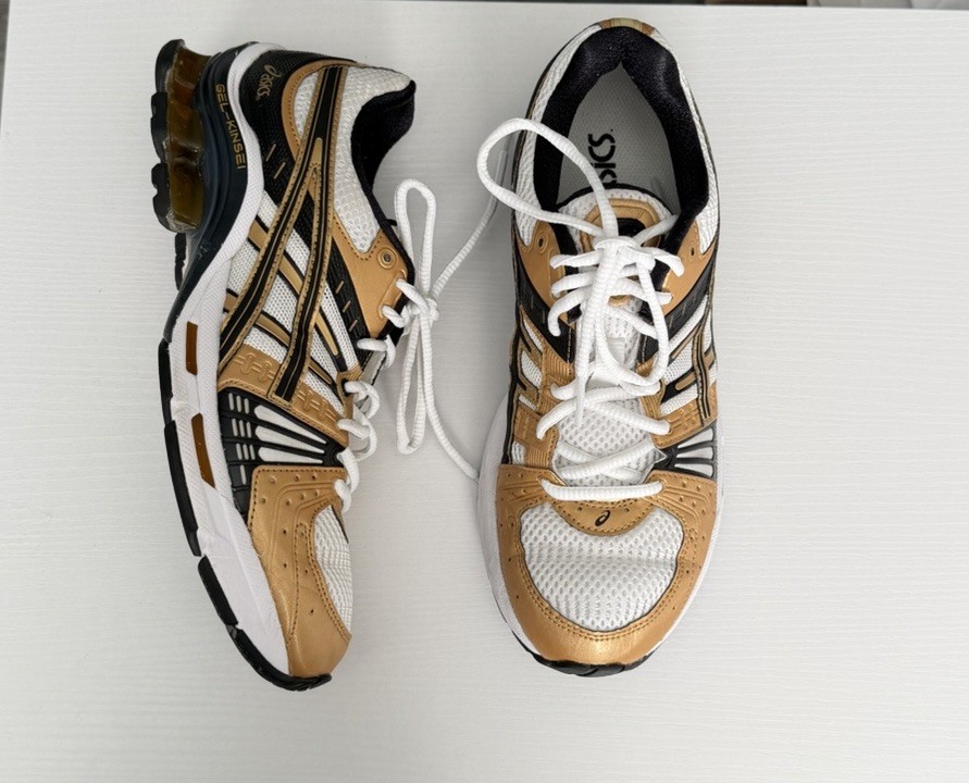 ASICS Gel Kinsei Gold White Black Running Shoes Women’s Size 9 Athletic Sneakers
