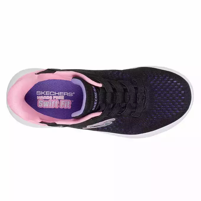 New With Box!Skechers Kids Hands Free Swift Fit Sneaker Shoes, Black/Navy
