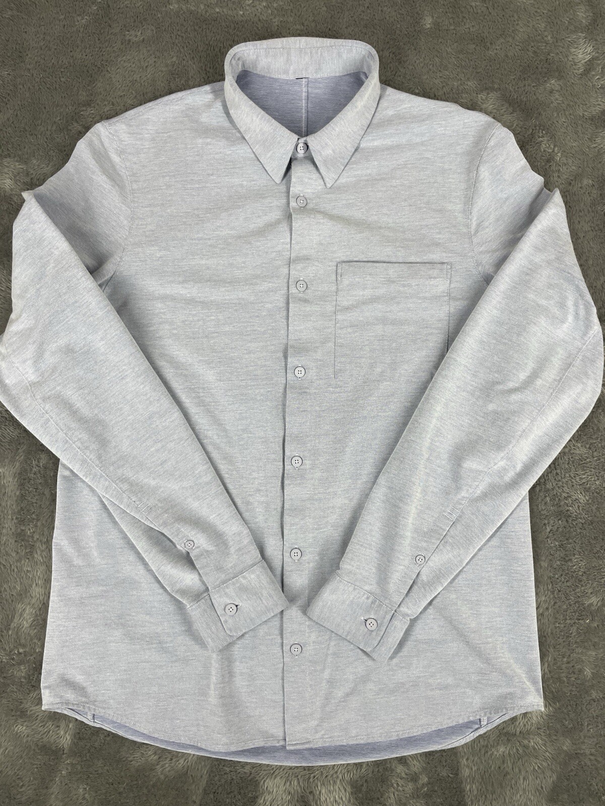 Lululemon Commission Shirt Mens Medium Harbor Blue Button Up Zip Pocket