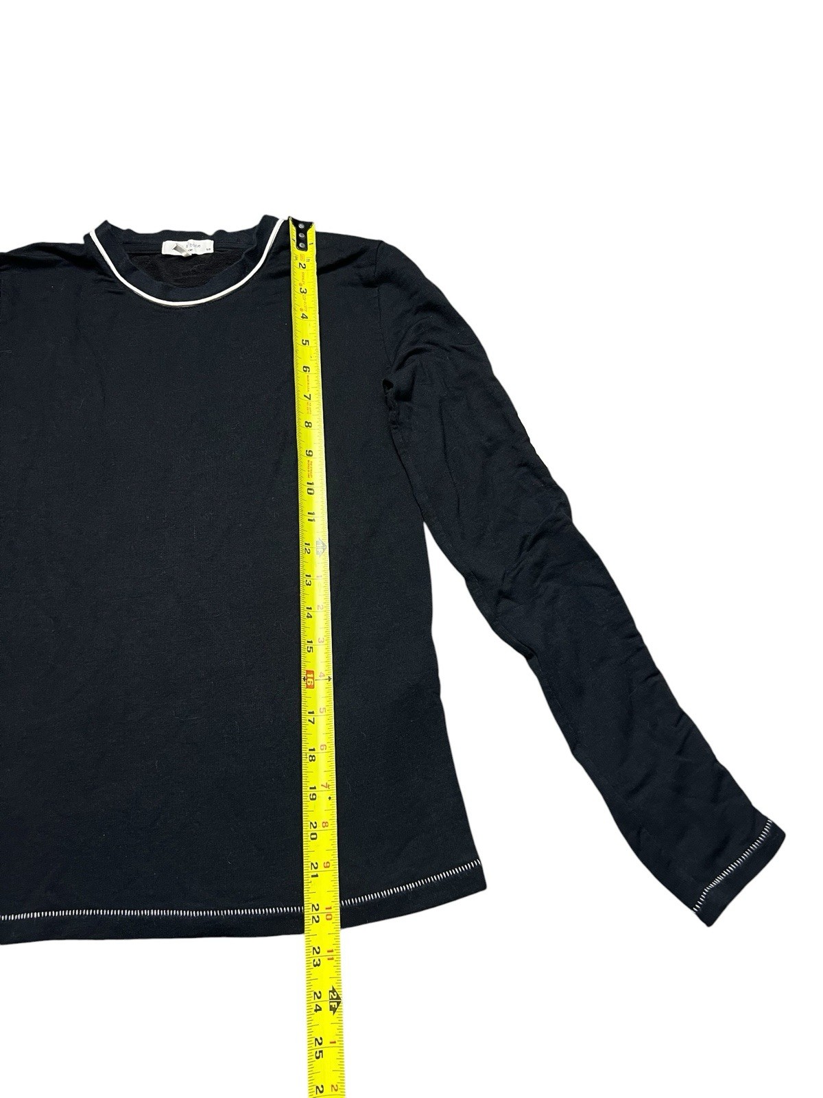 Rag & Bone Black Long Sleeve Contrast Trim Crewneck Top Women’s Small S