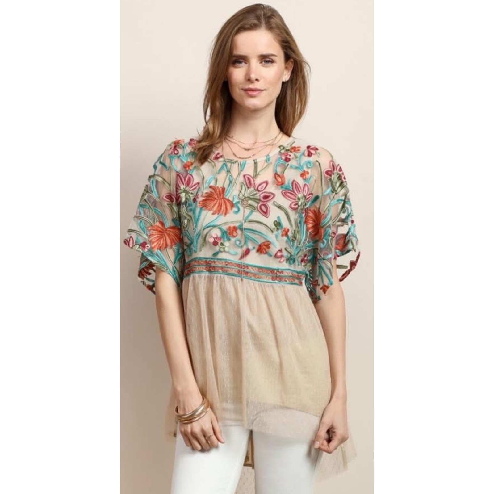 Tassels N Lace Floral Embroidered Mesh Tunic Babydoll Top Boho Fairy Festival S