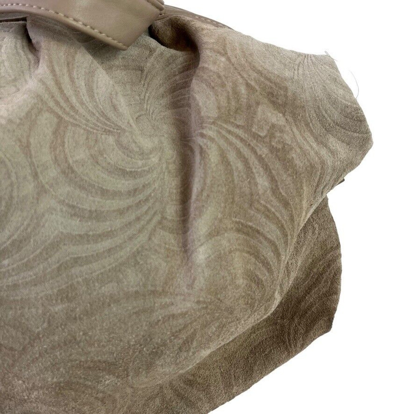 Stone Mountain Suede Embossed Swirl Print Large Double Handle Handbag Purse Bag