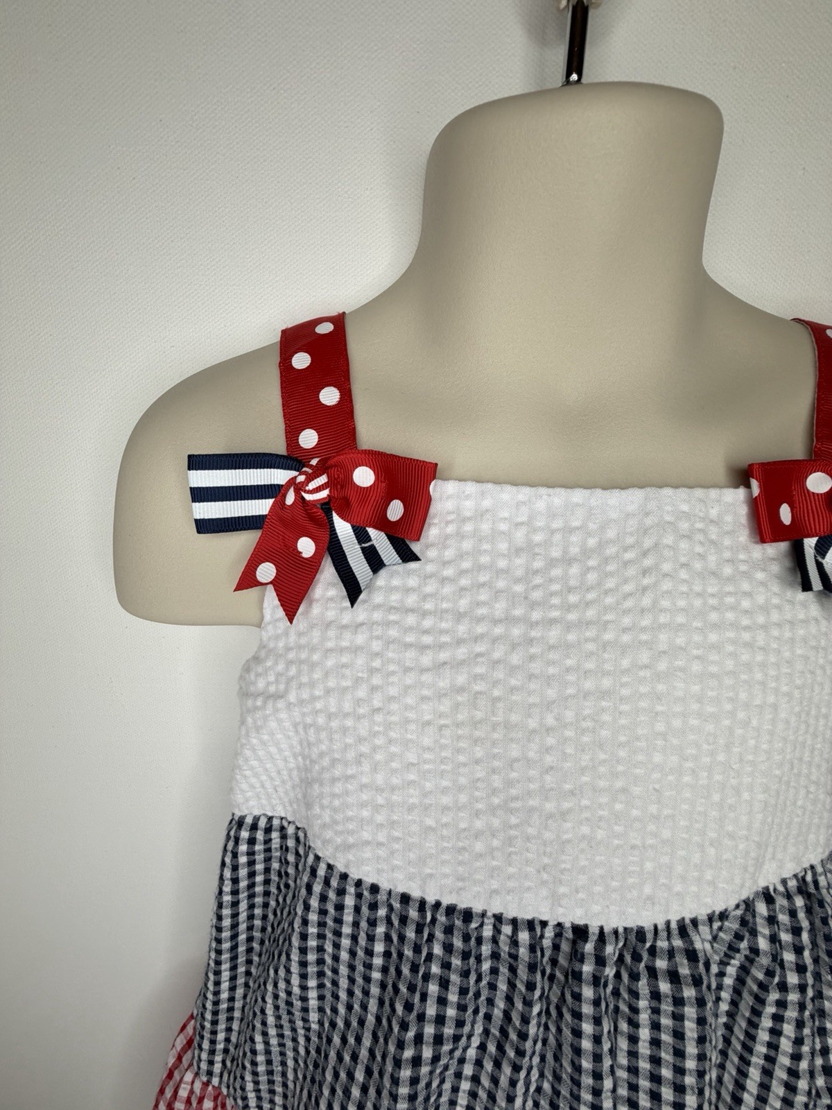 Emily Rose Red White Blue Dress Gingham Appliqué Butterfly Size 3T