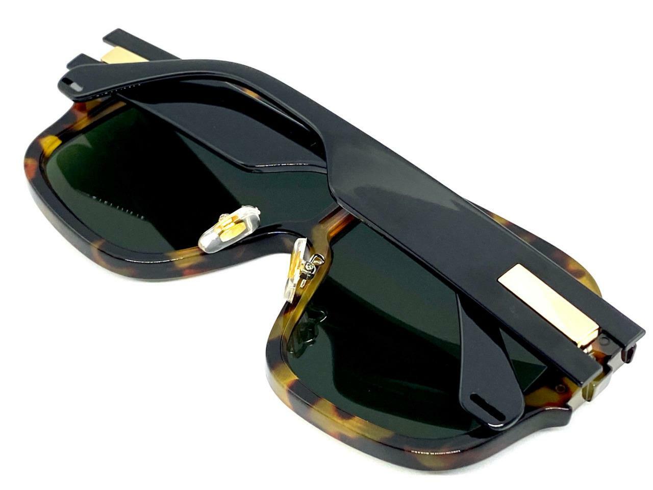 Mens Women Oversized Retro Modern Style SUNGLASSES Big Tortoise Frame Green Lens