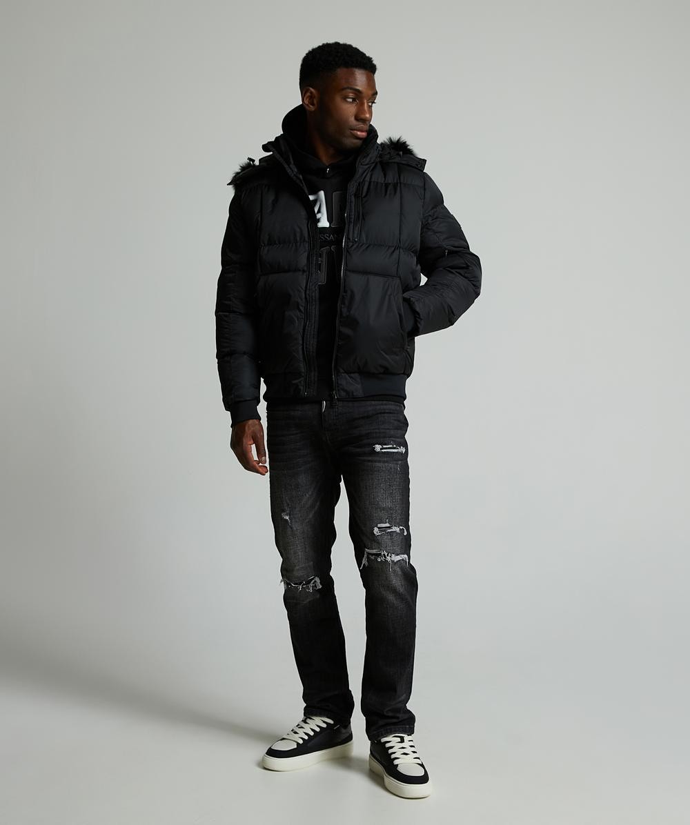 Alessandro Zavetti Jacket Puffer Bomber Coat Hooded Full Zip Savinio Black
