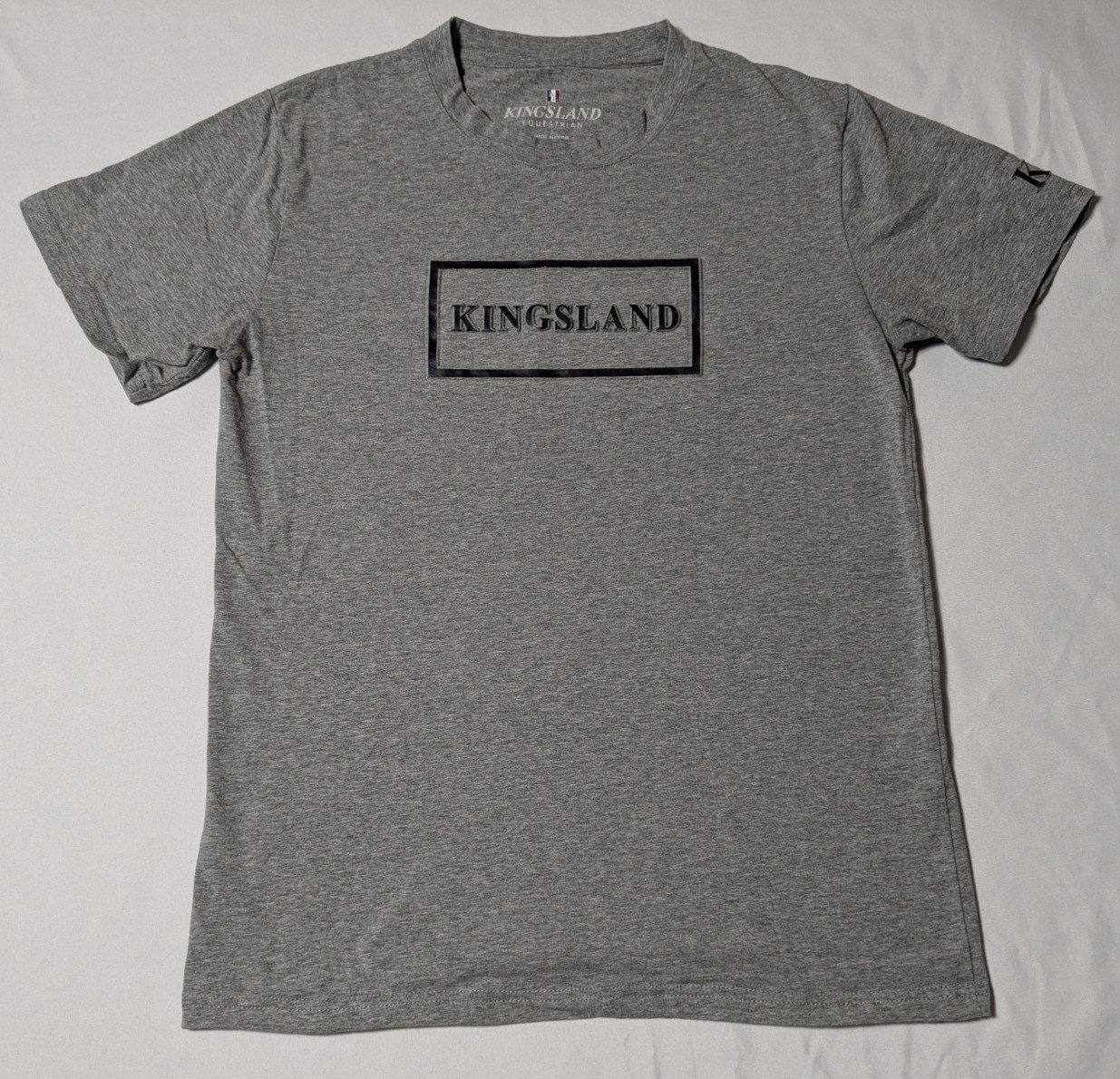 KINGSLAND ESQUESTRIAN Men Small Gray Stretch Blend Logo T-Shirt