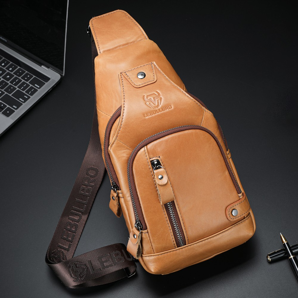 Sling Backpack Men Chest bag Crossbody Bag Shoulder Bag 100% Genuine Leather New