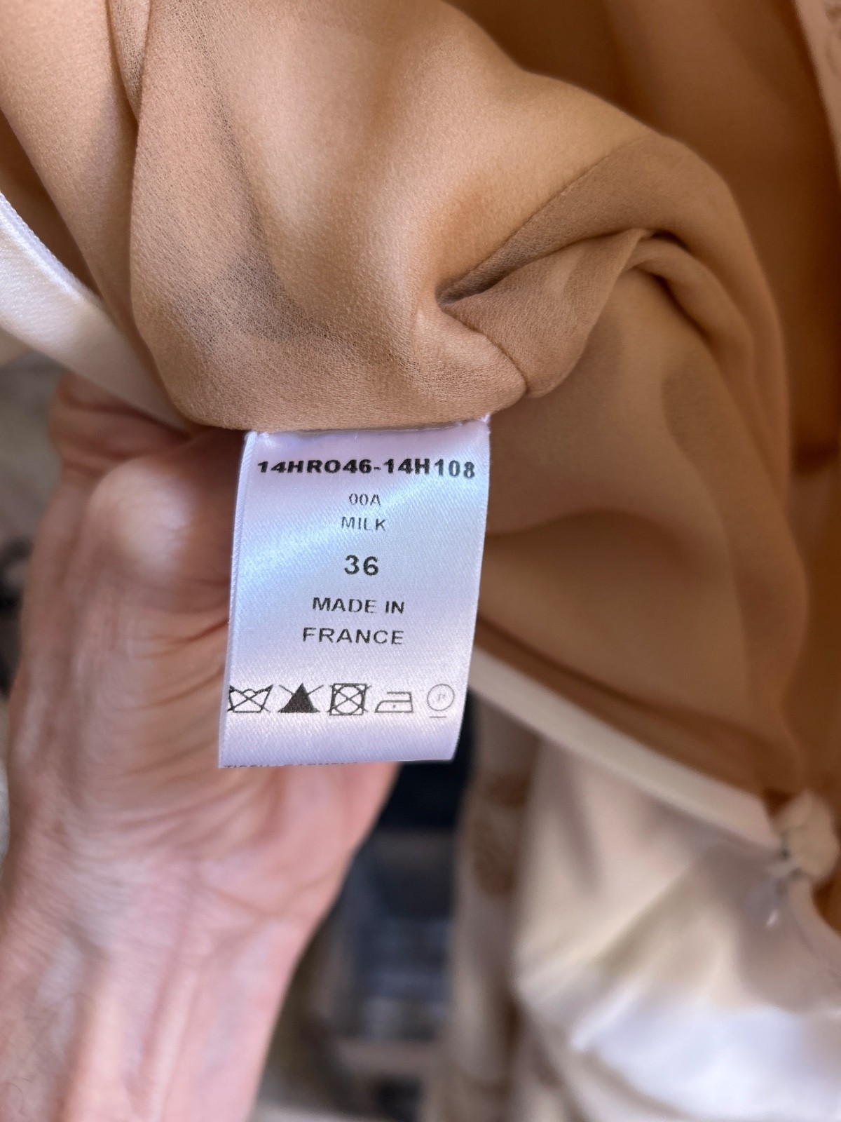 CHLOE women’s silk knee-length wrap dress – beige / milk – EU 36 / US 4 / Small