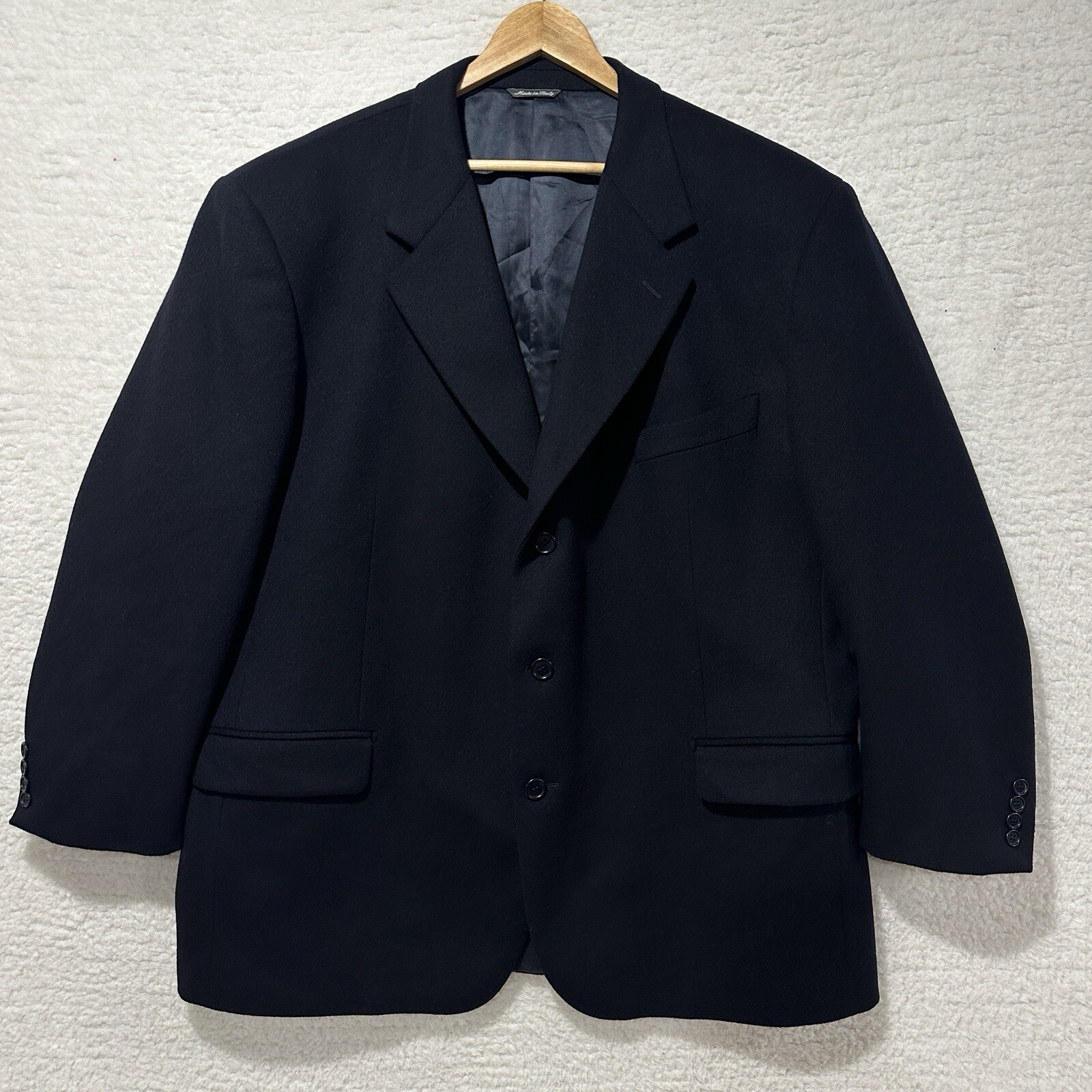 Via Veneto Vintage Men’s Dark Navy Blue 90% Wool 10% Cashmere Blazer Jacket