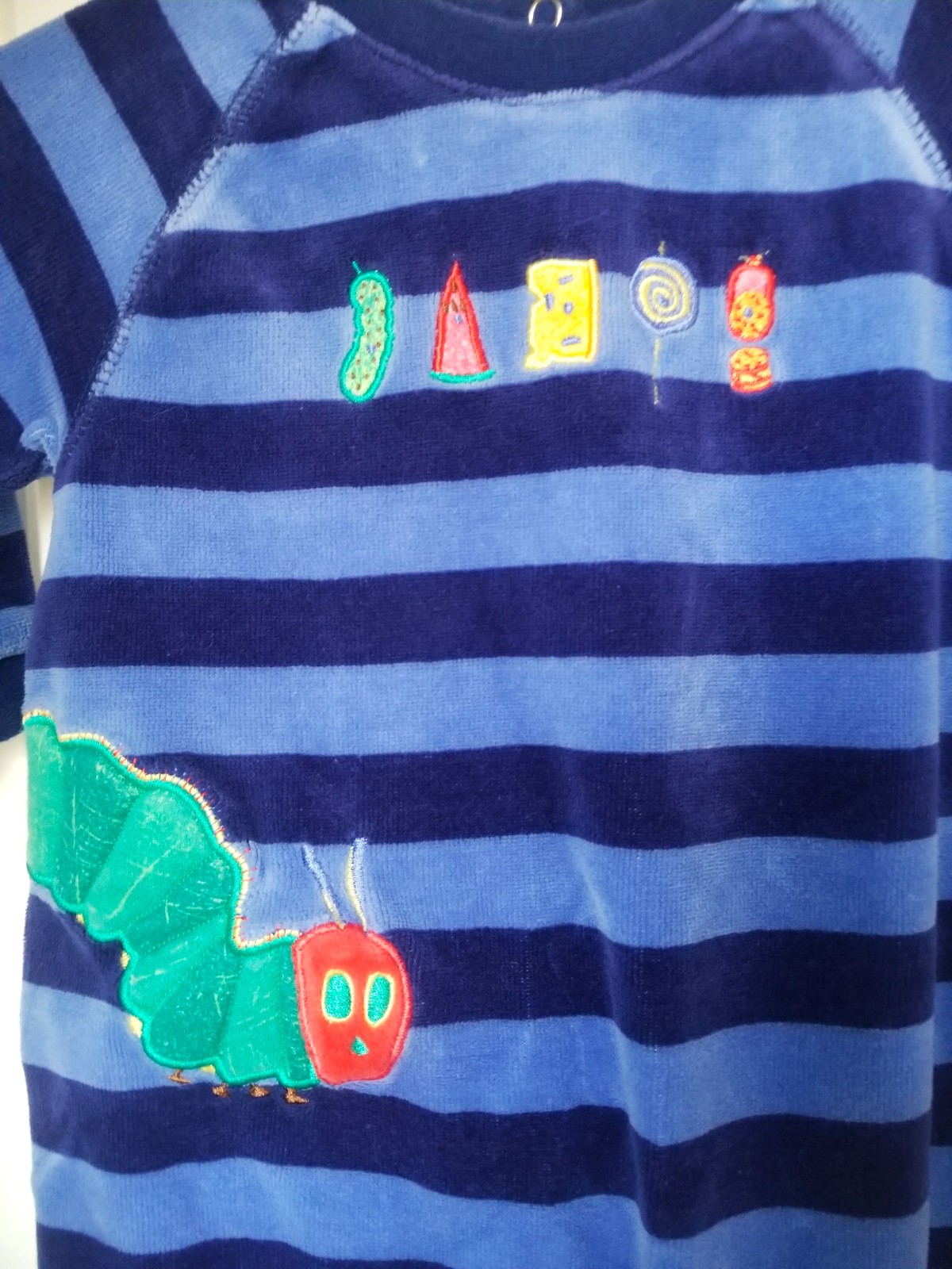 Vintage Eric Carle Very Hungry Caterpillar Body Suit Romper Blue 6-9 M Carter’s