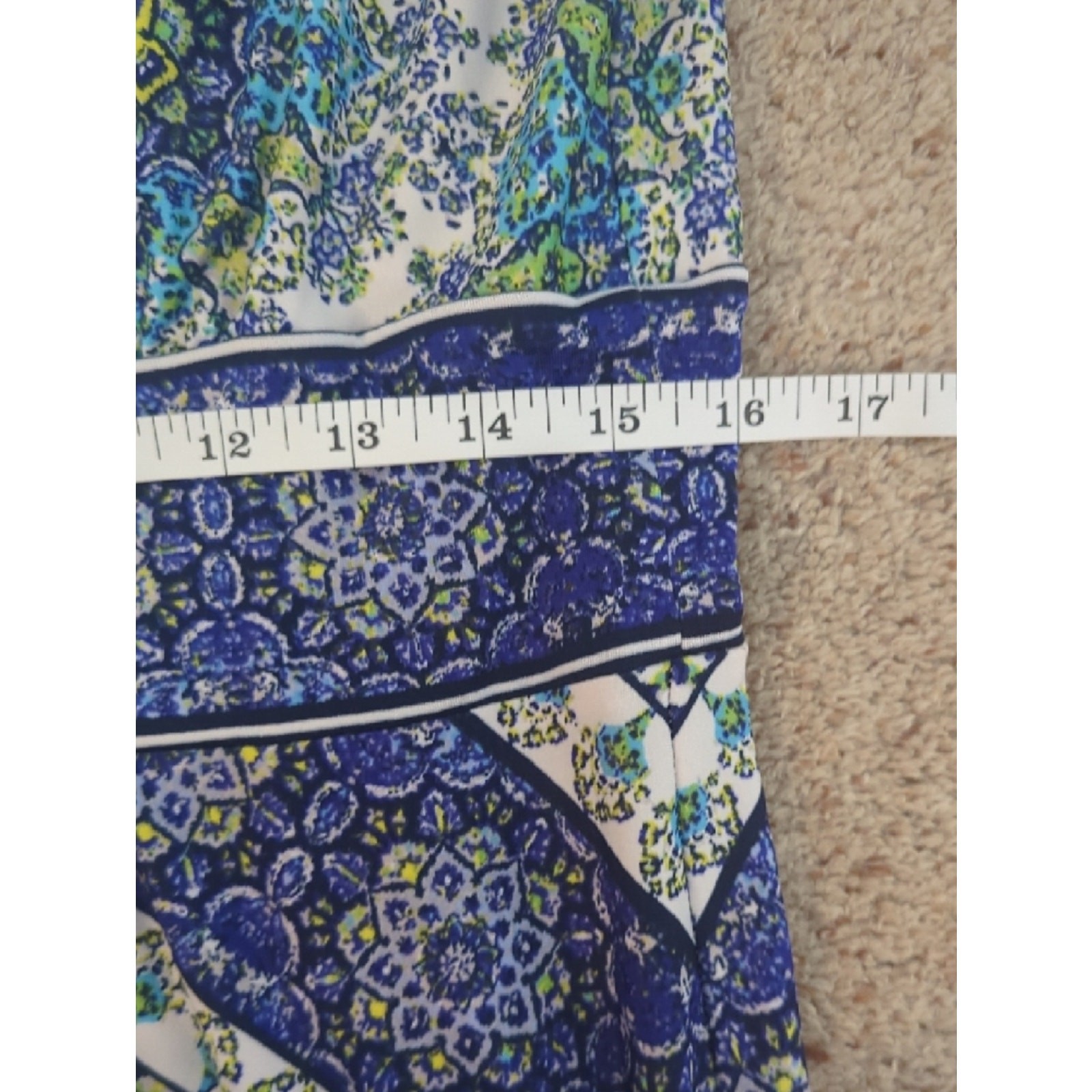 Source Unknown Blue, White & Green Paisley Halter Maxi Dress
