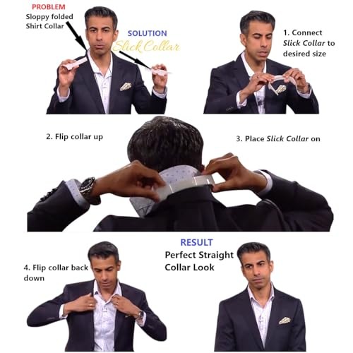 Shirt Collar Support System set with 3 adjustable, 10 premium Collar Stays &