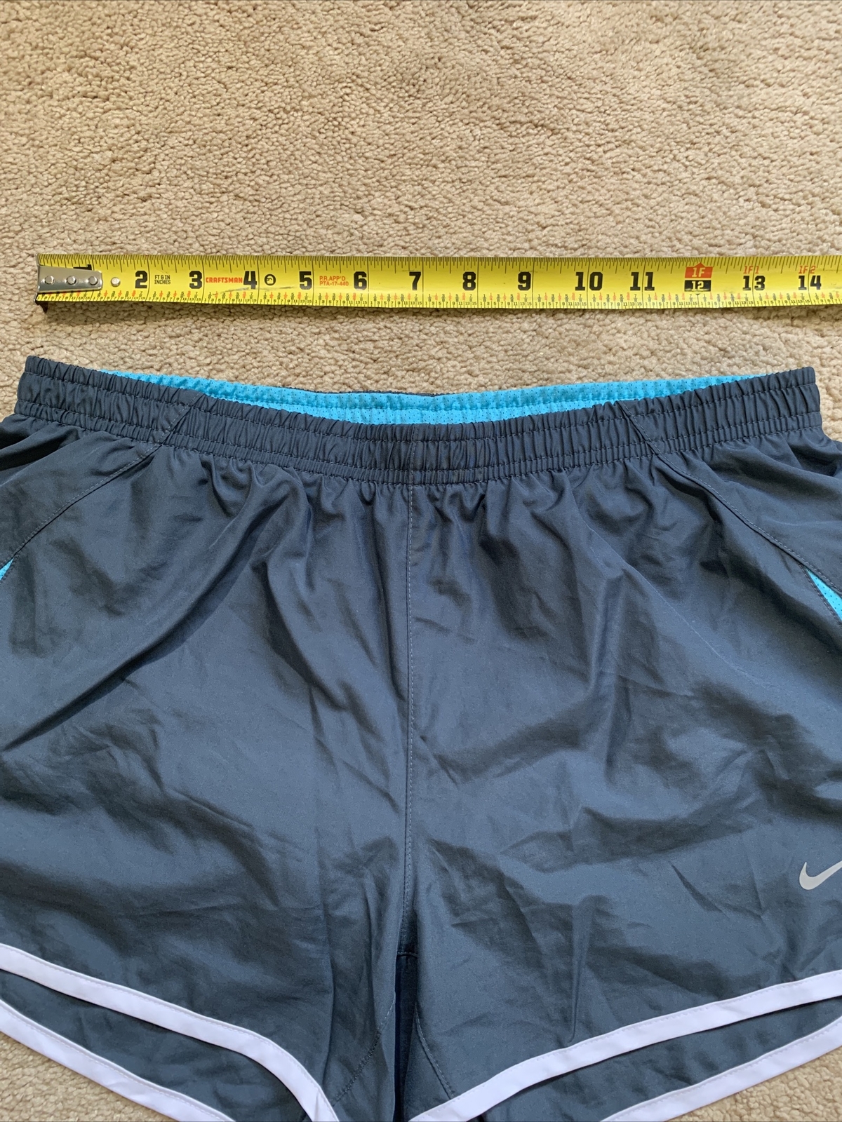 EUC Nike Dri-FIT 3.5” Shorts w/ Liner Briefs GRAY BLUE WHITE MEDIUM MSRP $42