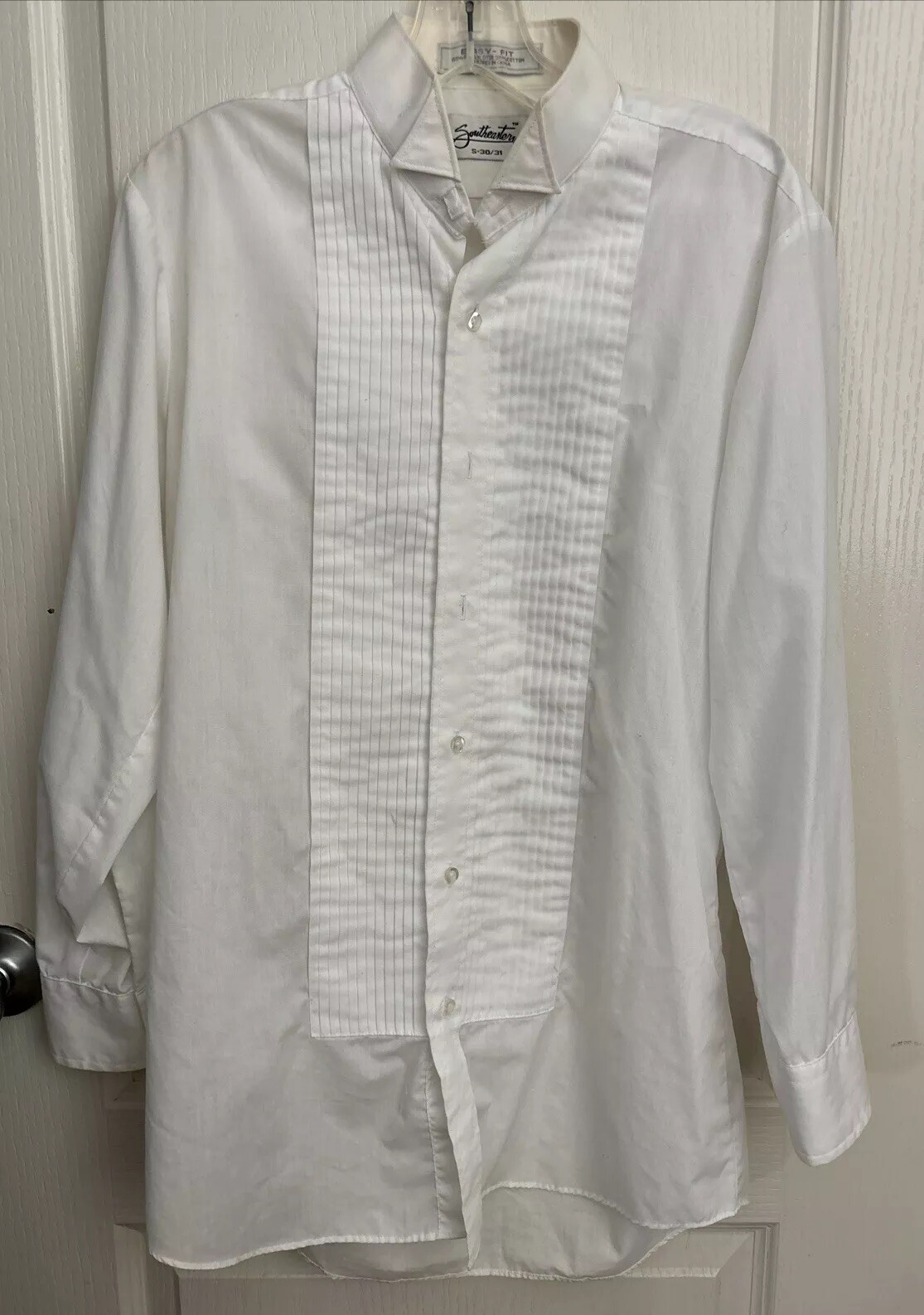 VTG Southeastern Man Teen Pleated Tux Shirt Small 30/31 White, No Studs Included